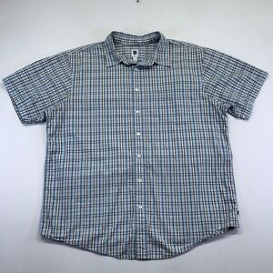 GAP Checkered Plaid Short Sleeve Button Up Shirt XL Vintage Y2k Blue Skater Surf